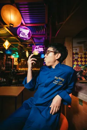 Interior of SipSong, low key light. Food photography in Dubai by Artur Begel