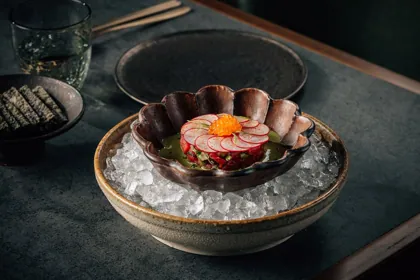 Dish at HANU, low key light. Food photography in Dubai by Artur Begel