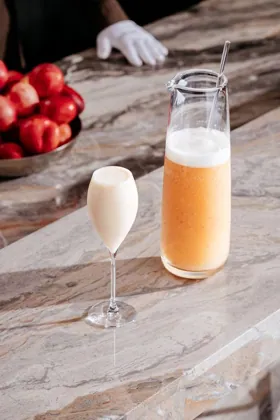 Drink at La Famiglia restaurant, editorial light. Food photography in Dubai by Artur Begel