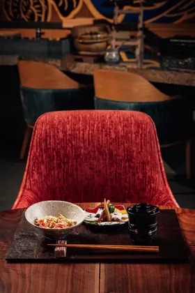 Interior of Kigo, low key light. Food photography in Dubai by Artur Begel