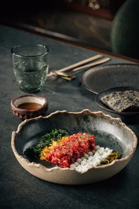 Dish at HANU, low key light. Food photography in Dubai by Artur Begel