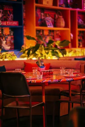 Interior of SipSong, low key light. Food photography in Dubai by Artur Begel