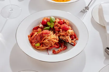 Dish at La Famiglia restaurant, high key light. Food photography in Dubai by Artur Begel