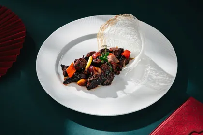 Dish at MEI, hard flash light. Food photography in Dubai by Artur Begel