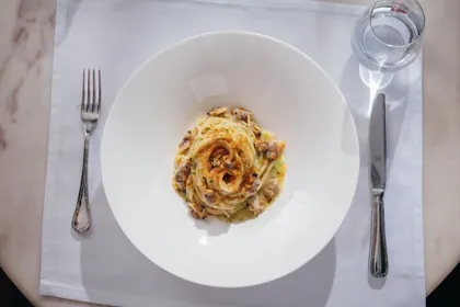 Dish at Isola, hard flash light. Food photography in Dubai by Artur Begel
