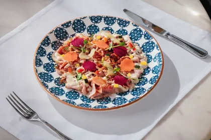Dish at Isola, hard flash light. Food photography in Dubai by Artur Begel