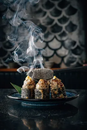 Dish at Gold Fish, low key light. Food photography in Dubai by Artur Begel