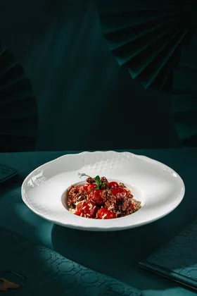 Dish at MEI, hard flash light. Food photography in Dubai by Artur Begel