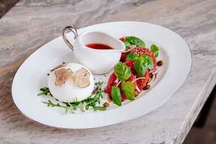 Dish at La Famiglia restaurant, hard flash light. Food photography in Dubai by Artur Begel