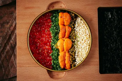 Dish at Sushi Samba, hard flash light. Food photography in Dubai by Artur Begel