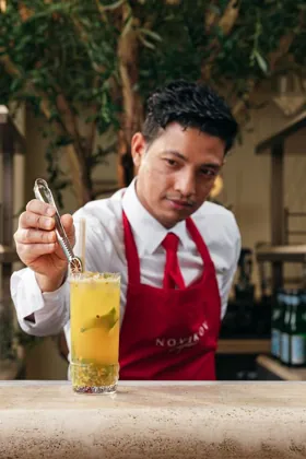 Drink at Novikov, editorial light. Food photography in Dubai by Artur Begel