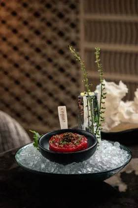 Dish at Attiko, low key light. Food photography in Dubai by Artur Begel