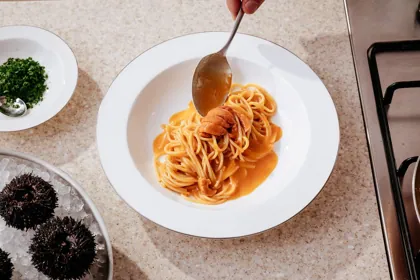 Dish at La Famiglia restaurant, hard flash light. Food photography in Dubai by Artur Begel