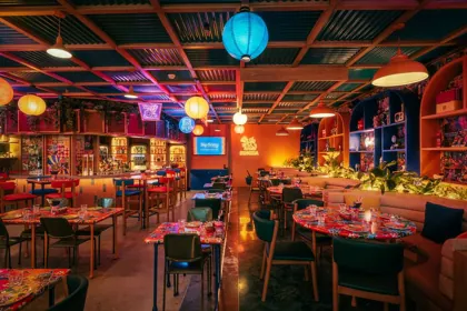 Interior of SipSong, low key light. Food photography in Dubai by Artur Begel