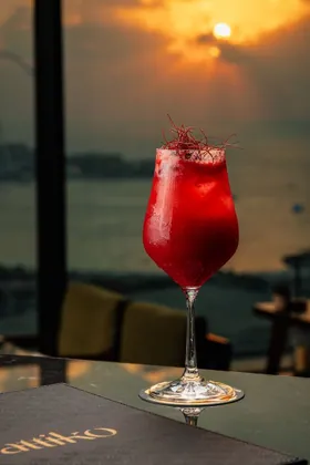 Drink at Attiko, editorial light. Food photography in Dubai by Artur Begel
