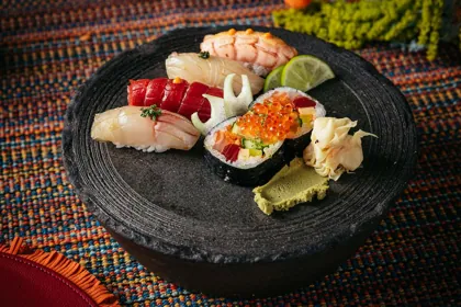 Dish at Sushi Samba, low key light. Food photography in Dubai by Artur Begel