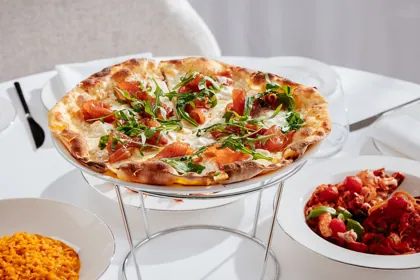 Dish at La Famiglia restaurant, hard flash light. Food photography in Dubai by Artur Begel