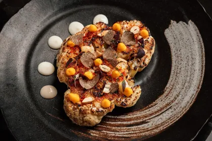 Dish at Attiko, low key light. Food photography in Dubai by Artur Begel