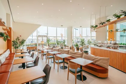 Interior of Joud Coffee, editorial light. Food photography in Dubai by Artur Begel