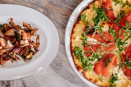Dish at La Famiglia restaurant, hard flash light. Food photography in Dubai by Artur Begel