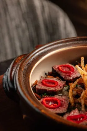 Dish at Attiko, hard flash light. Food photography in Dubai by Artur Begel