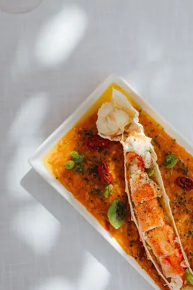 Dish at Sirene by Gaia, hard flash light. Food photography in Dubai by Artur Begel