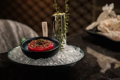 Dish at Attiko, low key light. Food photography in Dubai by Artur Begel