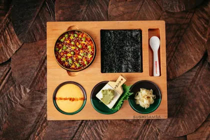 Dish at Sushi Samba, hard flash light. Food photography in Dubai by Artur Begel