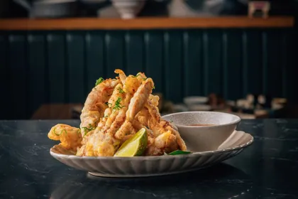 Dish at Gold Fish, low key light. Food photography in Dubai by Artur Begel