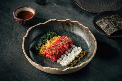 Dish at HANU, low key light. Food photography in Dubai by Artur Begel