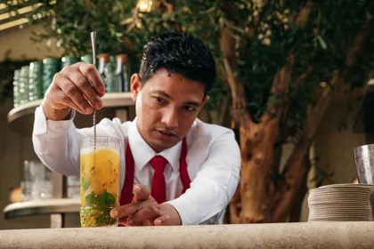 Drink at Novikov, editorial light. Food photography in Dubai by Artur Begel