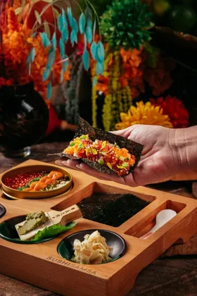 Dish at Sushi Samba, low key light. Food photography in Dubai by Artur Begel