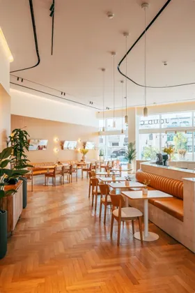 Interior of Joud Coffee, editorial light. Food photography in Dubai by Artur Begel